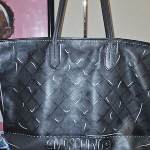 Moschino Black and White Quilted Tote
